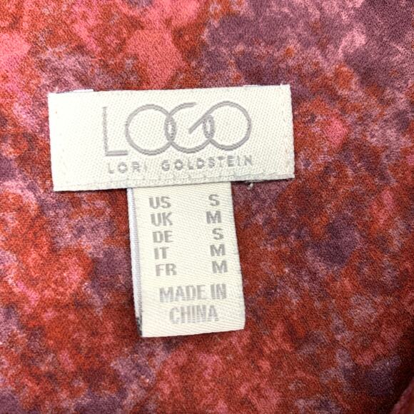 Logo By Lori Goldstein Blouse Women's Sz S Button Front Long Sleeve Red Purple - Picture 5 of 6